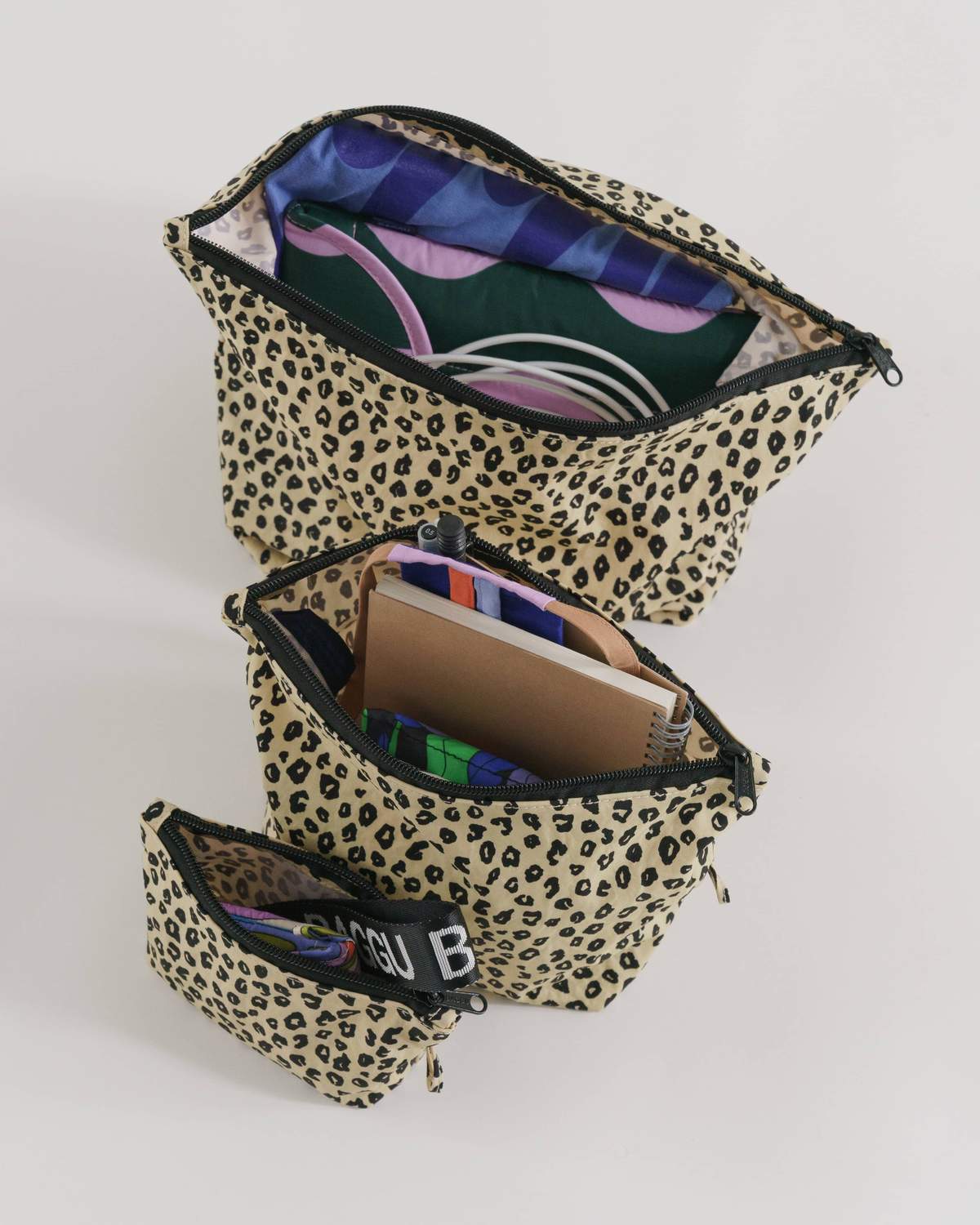 baggu go pouch set leopard